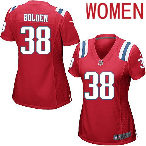 Women New England Patriots #38 Brandon Bolden Nike Red Alternate Game NFL Jersey->women nfl jersey->Women Jersey